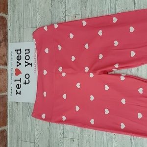 LuLaRoe One Size Leggings - Pink with White Hearts